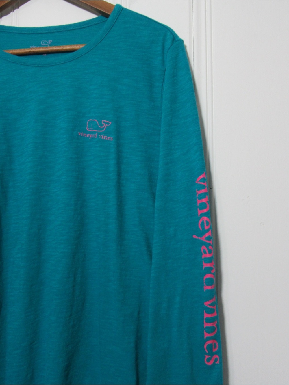 Vineyard Vines Teal Long Sleeve Crewneck Whale Tee Shirt Size XL - Picture 3 of 10
